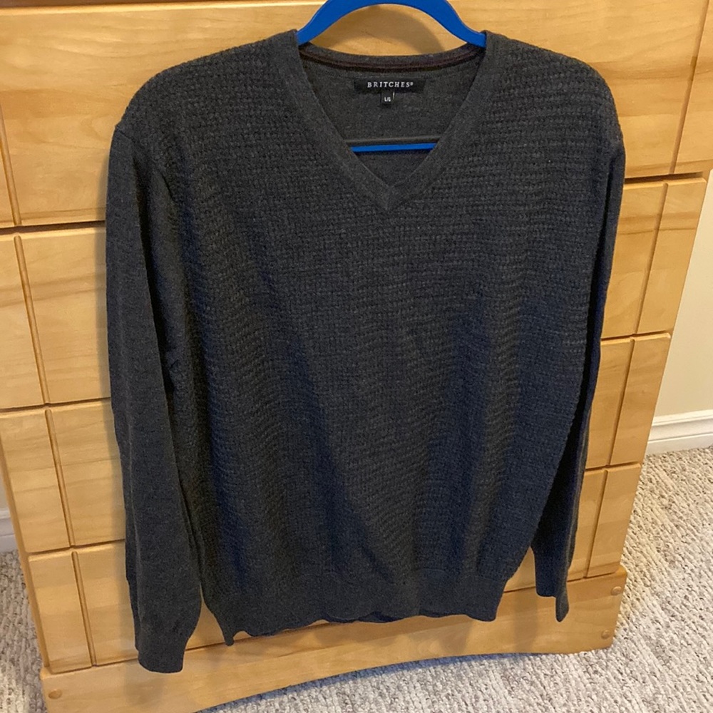 Large dark grey Britches v neck sweater